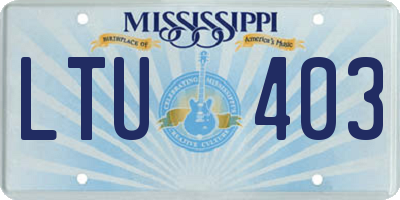 MS license plate LTU403