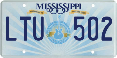 MS license plate LTU502
