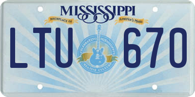 MS license plate LTU670