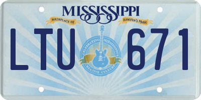 MS license plate LTU671