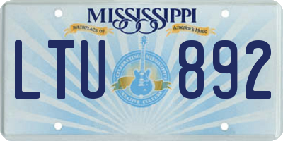 MS license plate LTU892