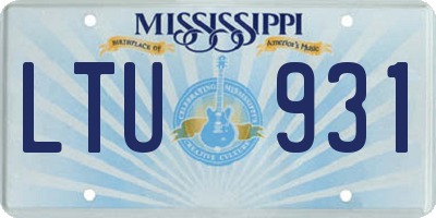 MS license plate LTU931