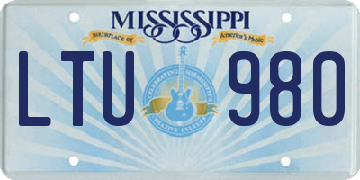 MS license plate LTU980
