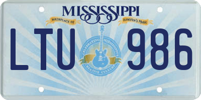 MS license plate LTU986
