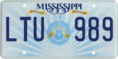 MS license plate LTU989