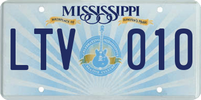 MS license plate LTV010