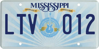 MS license plate LTV012