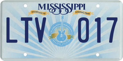 MS license plate LTV017