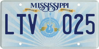 MS license plate LTV025