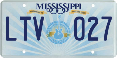 MS license plate LTV027