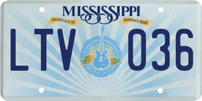 MS license plate LTV036