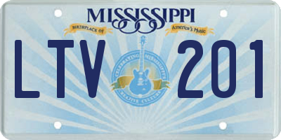 MS license plate LTV201