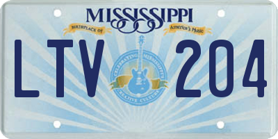 MS license plate LTV204