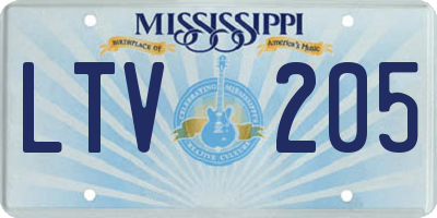 MS license plate LTV205