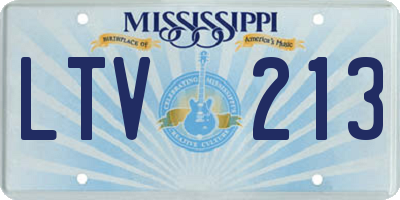 MS license plate LTV213