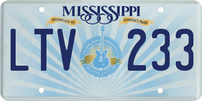 MS license plate LTV233