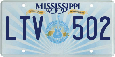 MS license plate LTV502
