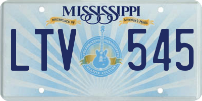MS license plate LTV545