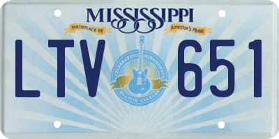 MS license plate LTV651