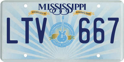 MS license plate LTV667