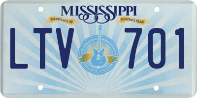 MS license plate LTV701
