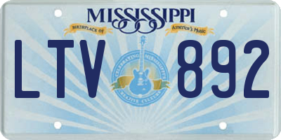 MS license plate LTV892