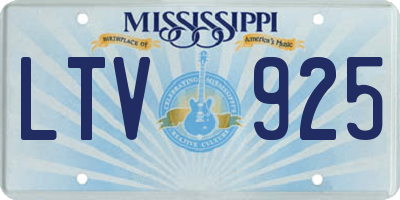 MS license plate LTV925