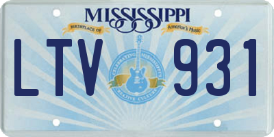 MS license plate LTV931