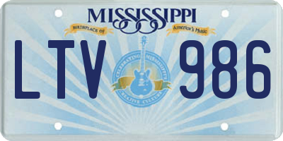MS license plate LTV986