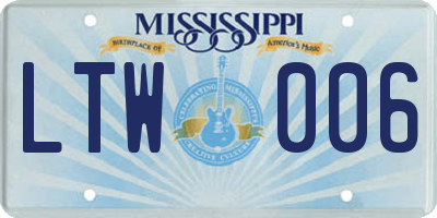 MS license plate LTW006