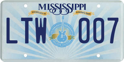 MS license plate LTW007