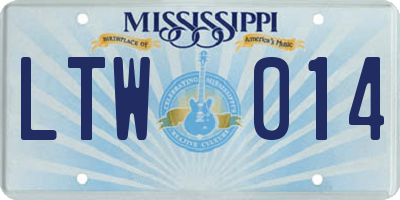 MS license plate LTW014