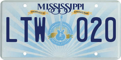 MS license plate LTW020