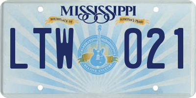 MS license plate LTW021