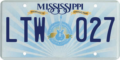 MS license plate LTW027