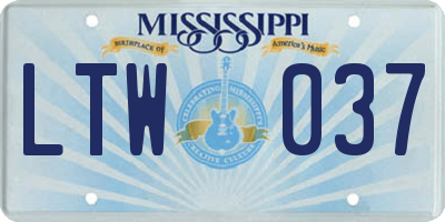 MS license plate LTW037