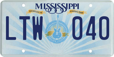 MS license plate LTW040