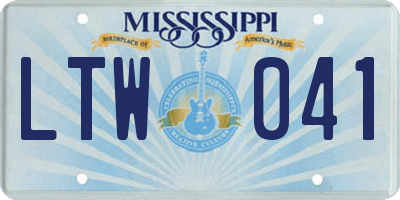MS license plate LTW041
