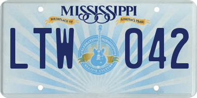 MS license plate LTW042