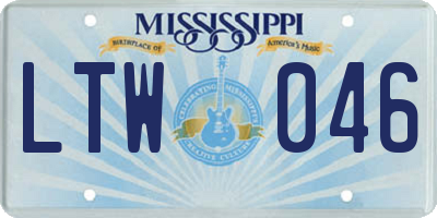 MS license plate LTW046