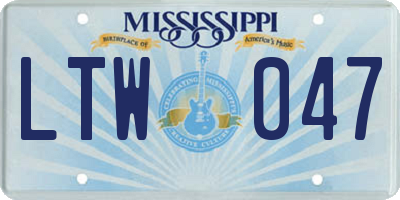 MS license plate LTW047