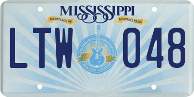 MS license plate LTW048