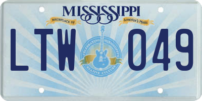 MS license plate LTW049