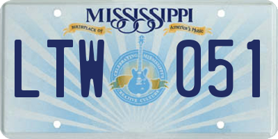 MS license plate LTW051