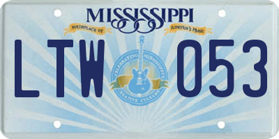 MS license plate LTW053