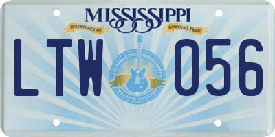 MS license plate LTW056