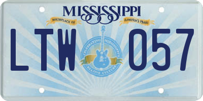 MS license plate LTW057