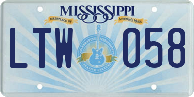 MS license plate LTW058