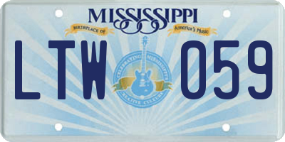 MS license plate LTW059