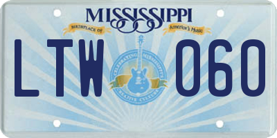 MS license plate LTW060